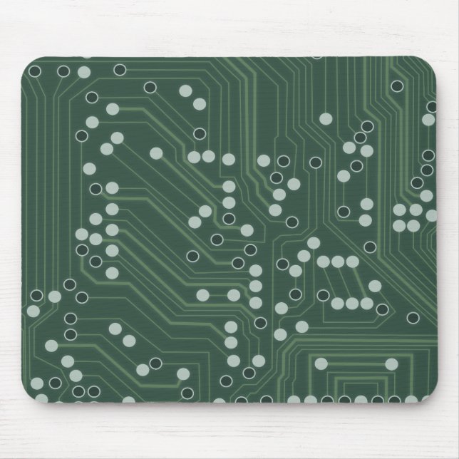 Alfombrilla De Ratón Patrón de fondo del tablero del circuito verde (Frente)