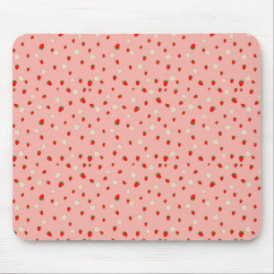 Alfombrilla De Ratón Patrón de fresas y flores