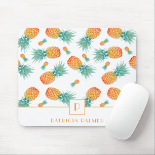 Alfombrilla De Ratón Patrón de Fruta de Piña Monograma Moderno