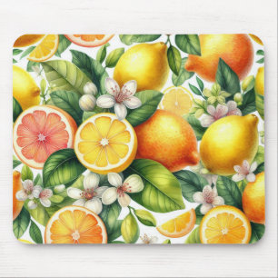 Alfombrilla De Ratón Patrón de frutas cítricas acuarela