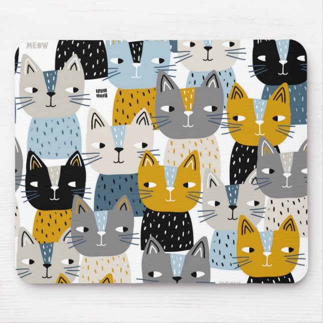 Alfombrilla De Ratón Patrón de gato (Frente)