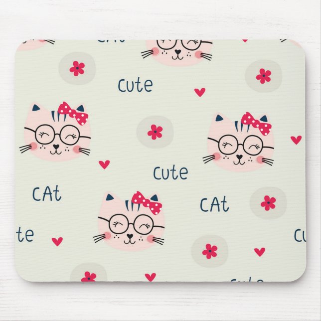 Alfombrilla De Ratón Patrón de gato (Frente)