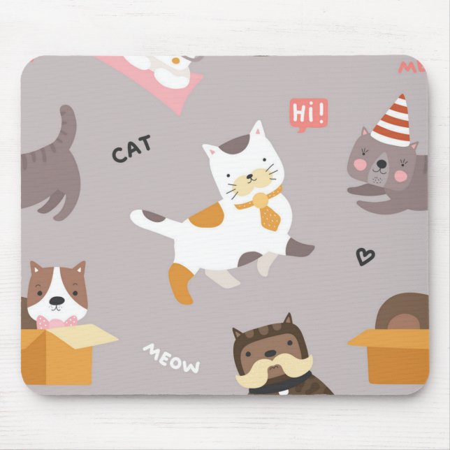 Alfombrilla De Ratón Patrón de gato (Frente)
