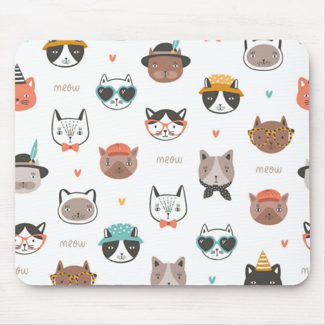 Alfombrilla De Ratón Patrón de gato (Frente)