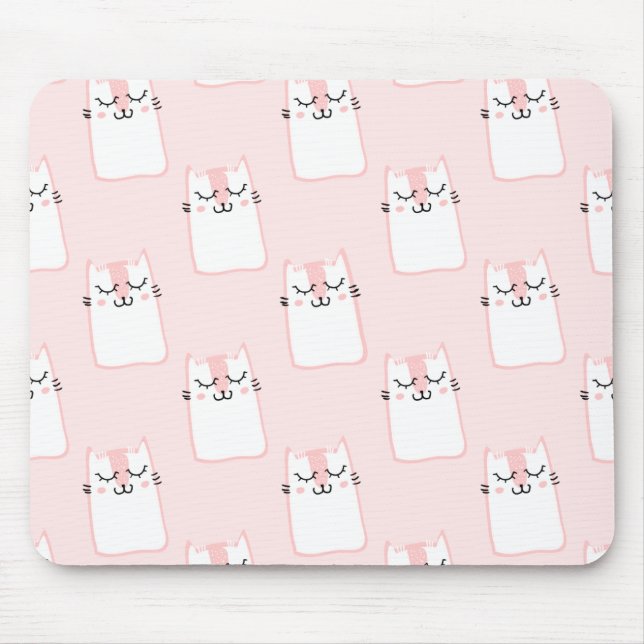 Alfombrilla De Ratón Patrón de gato curado (Frente)