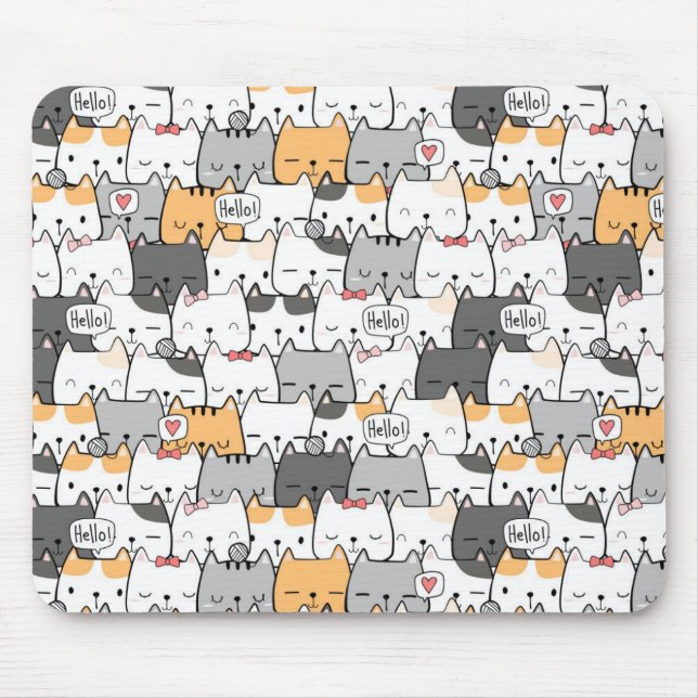 Alfombrilla De Ratón Patrón de gato de corte (Frente)
