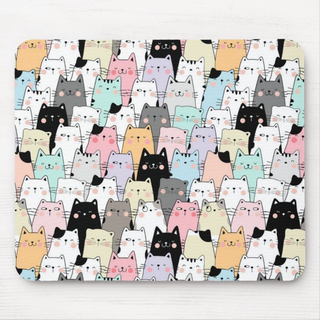 Alfombrilla De Ratón Patrón de gato de corte (Frente)