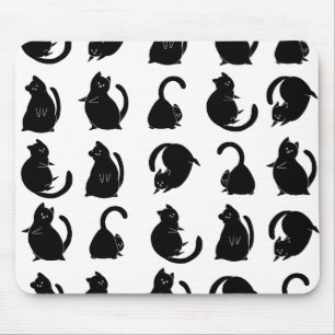 Alfombrilla De Ratón Patrón de gato negro