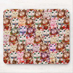 Alfombrilla De Ratón Patrón de gatos Maneki-neko
