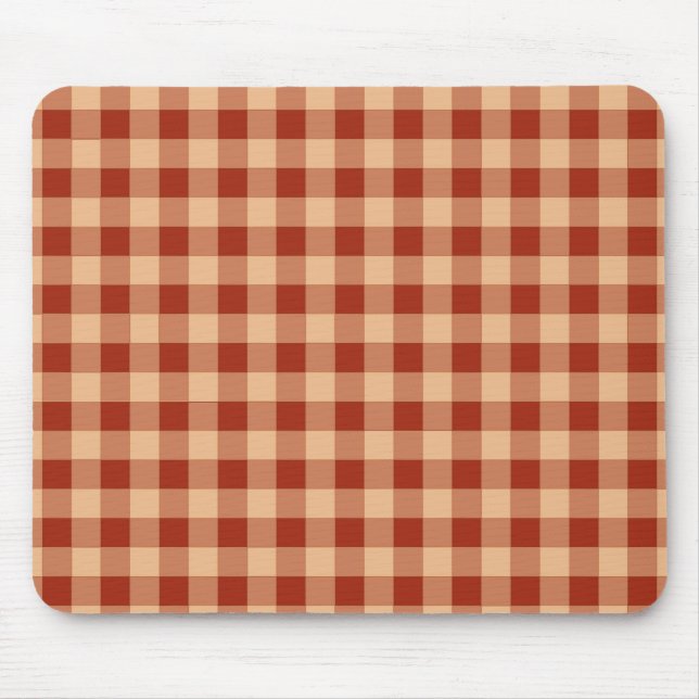 Alfombrilla De Ratón Patrón de Gingham a Cuadros Marrón (Frente)