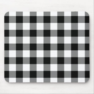 Alfombrilla De Ratón Patrón de Gingham blanco y negro