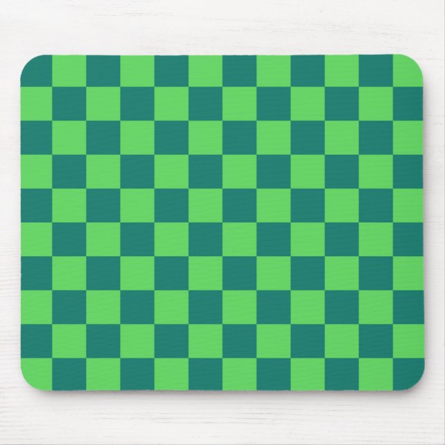 Alfombrilla De Ratón Patrón de Gingham de Blue Green Checkered (Frente)