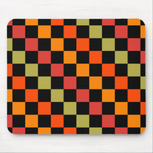 Alfombrilla De Ratón Patrón de Gingham de naranja Black Checkered