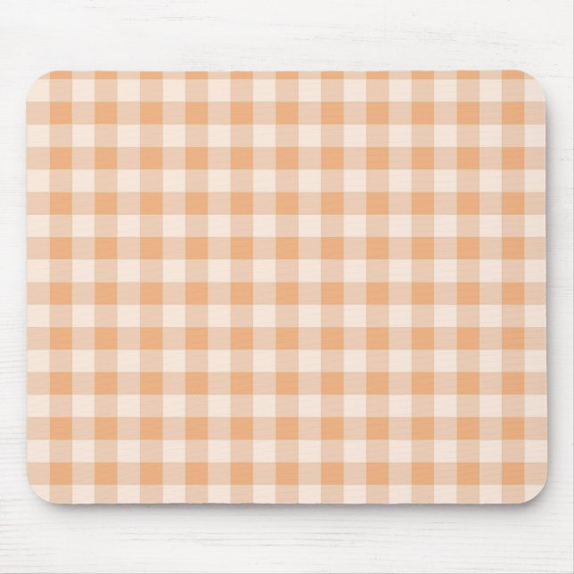 Alfombrilla De Ratón Patrón de Gingham de Peach White Checkered (Frente)