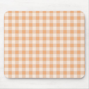 Alfombrilla De Ratón Patrón de Gingham de Peach White Checkered