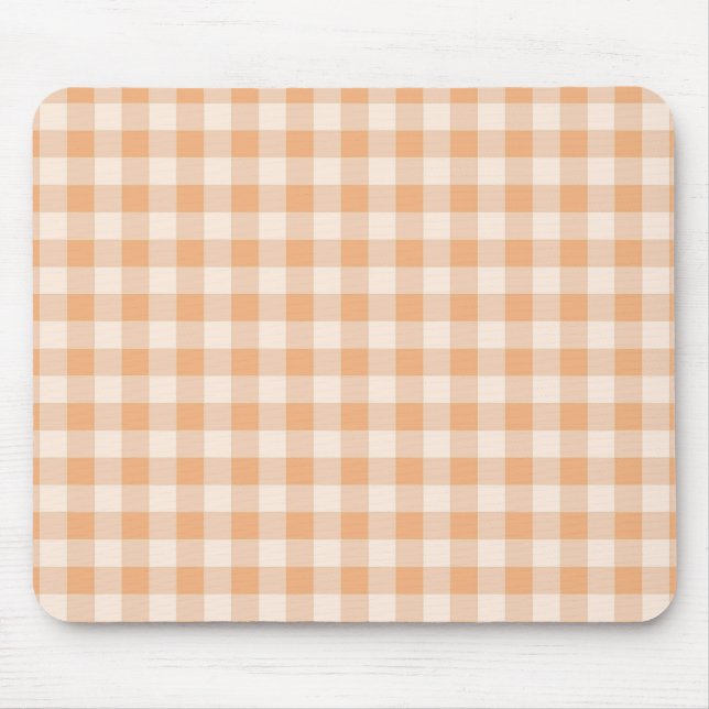 Alfombrilla De Ratón Patrón de Gingham de Peach White Checkered (Frente)