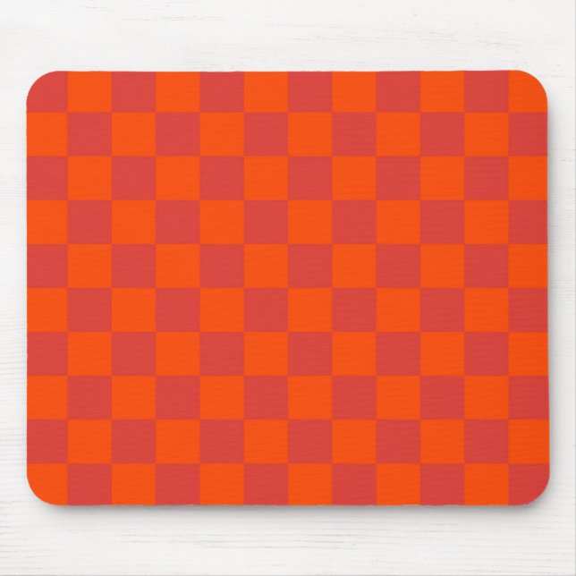 Alfombrilla De Ratón Patrón de Gingham de Red Checkered naranja (Frente)