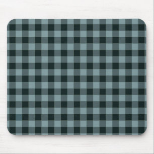 Alfombrilla De Ratón Patrón de Gingham negro azul