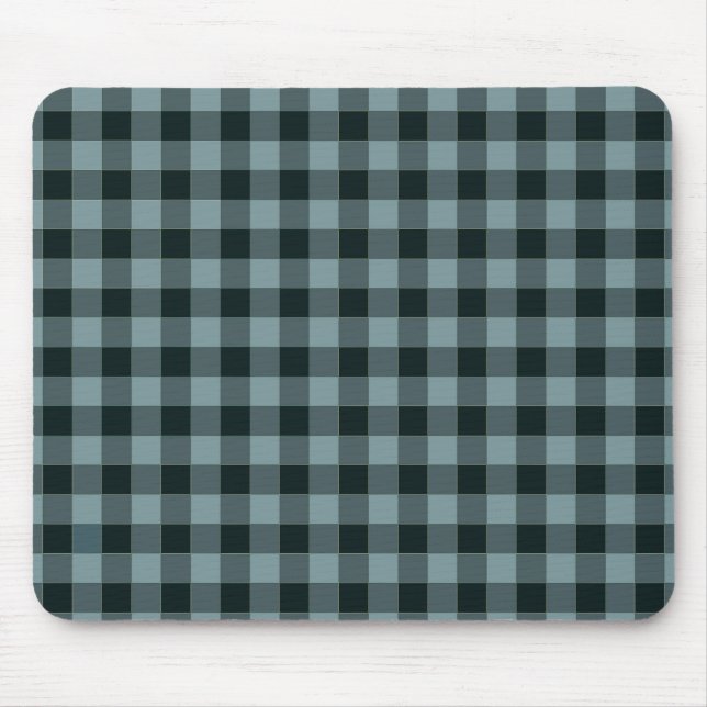 Alfombrilla De Ratón Patrón de Gingham negro azul (Frente)