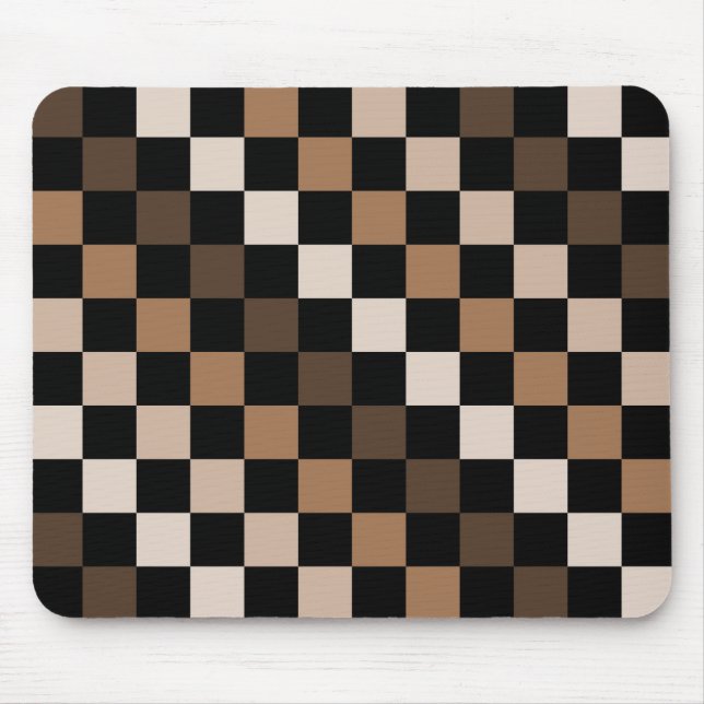 Alfombrilla De Ratón Patrón de Gingham negro negro marrón (Frente)