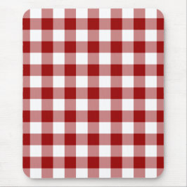 Alfombrilla De Ratón Patrón de Gingham rojo y blanco