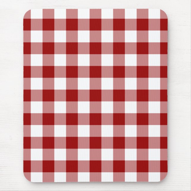 Alfombrilla De Ratón Patrón de Gingham rojo y blanco (Frente)