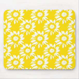 Alfombrilla De Ratón Patrón de girasol amarillo y blanco