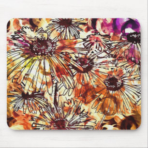 Alfombrilla De Ratón Patrón de girasol de mancha de pintura abstracta