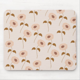 Alfombrilla De Ratón Patrón de girasol hippie retro Y2K beige marrón