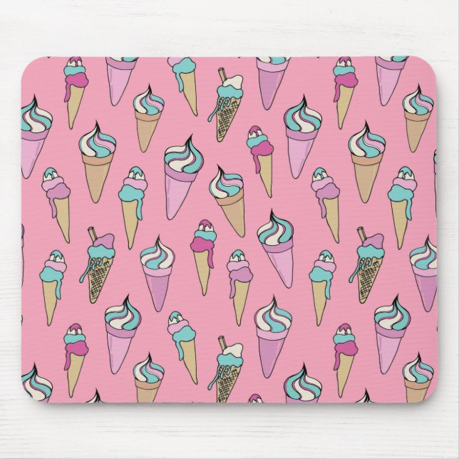 Alfombrilla De Ratón Patrón de helado rosado (Frente)