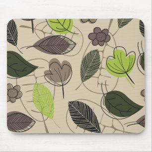 Alfombrilla De Ratón Patrón de hoja moderna en verde y beige