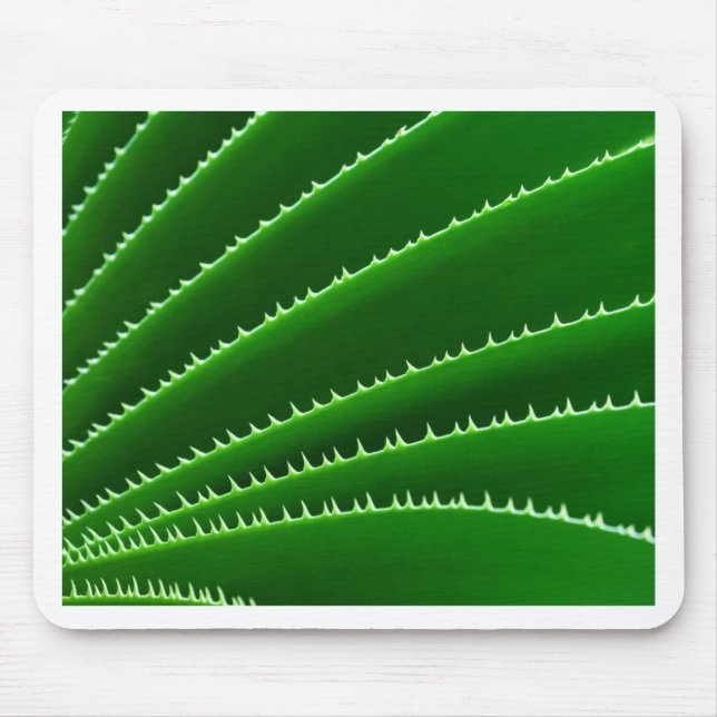Alfombrilla De Ratón Patrón de hoja verde Spiky (Frente)