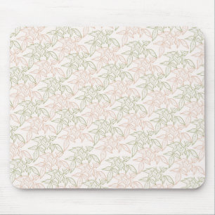 Alfombrilla De Ratón Patrón de hoja vintage de color rosa verde