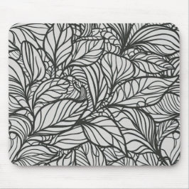 Alfombrilla De Ratón Patrón de hojas blancas y negras
