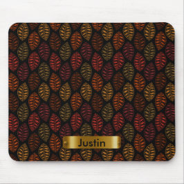 Alfombrilla De Ratón Patrón de hojas de otoño con texto DIY