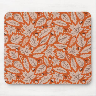 Alfombrilla De Ratón Patrón de hojas de otoño y maíz naranja