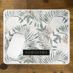 Alfombrilla De Ratón Patrón de hojas y flores de acuarela tropical<br><div class="desc">Patrón de hojas y flores de acuarela tropical</div>