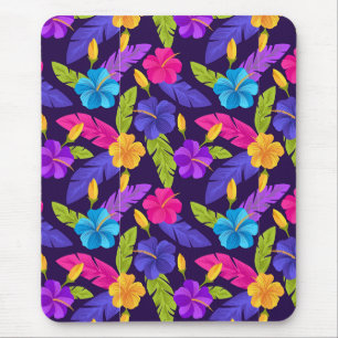 Alfombrilla De Ratón Patrón de hojas y flores tropicales-23857