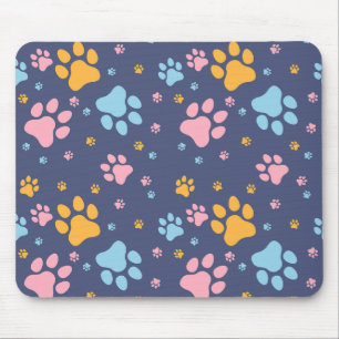 Alfombrilla De Ratón Patrón de huellas de patas de animales coloridos
