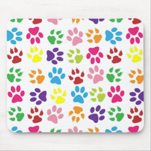 Alfombrilla De Ratón Patrón de huellas de patas de colores brillantes