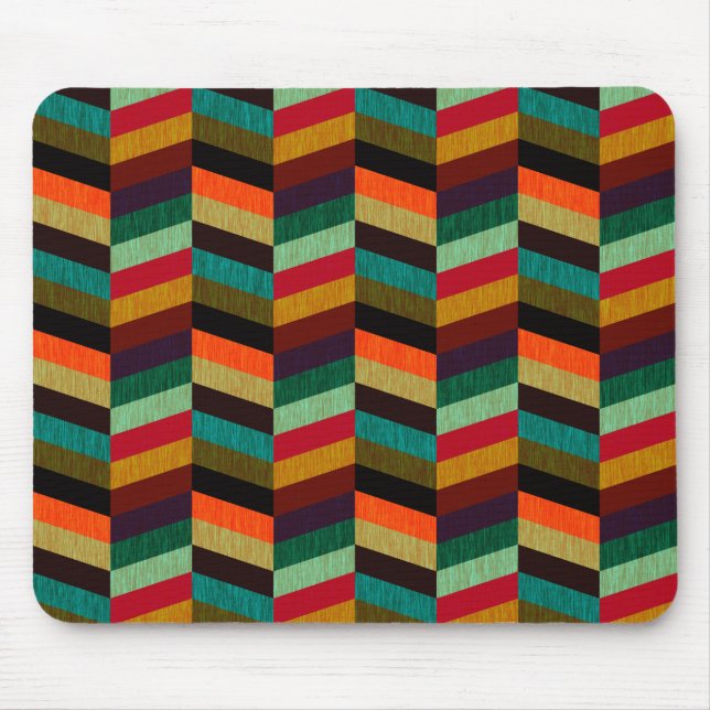 Alfombrilla De Ratón Patrón de hueso de arenque multicolor (Frente)