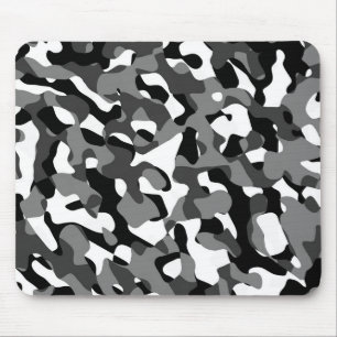 Alfombrilla De Ratón Patrón de impresión de camuflaje blanco y negro