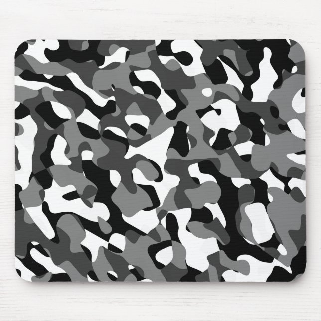 Alfombrilla De Ratón Patrón de impresión de camuflaje blanco y negro (Frente)
