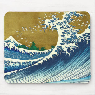 Alfombrilla De Ratón Patrón de la Gran Ola de Hokusai: Arte Ukiyo-e Jap