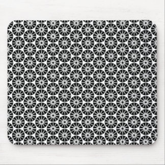 Alfombrilla De Ratón Patrón de la rueda de la estrella - Negro sobre bl