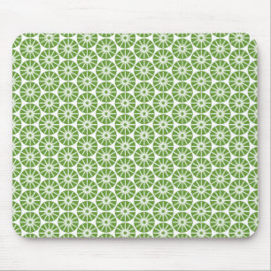 Alfombrilla De Ratón Patrón de la rueda de la estrella - Verde sobre bl