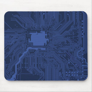Alfombrilla De Ratón Patrón de la tarjeta madre azul geek