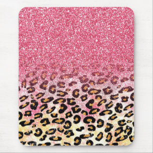Alfombrilla De Ratón Patrón de leopardo del Purpurina rosa Glam