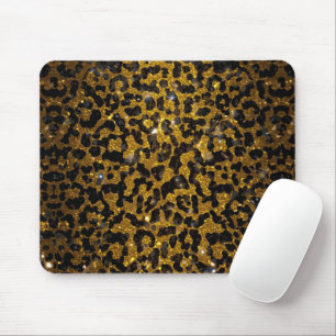 Alfombrilla De Ratón Patrón de leopardo negro marrón dorado de brillo d