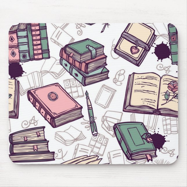 Alfombrilla De Ratón Patrón de libro (Frente)